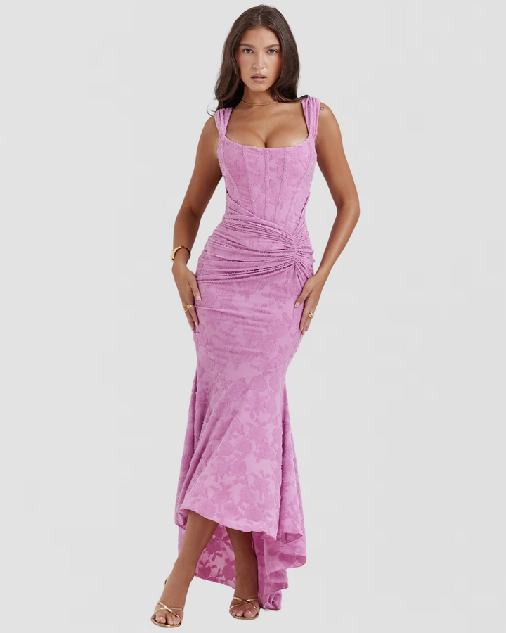 Naomi | Elegant Square Neck Ruched Maxi Dress