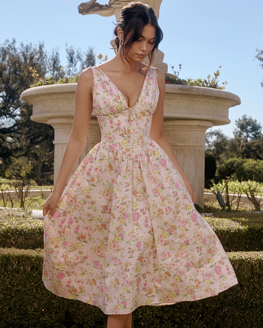 Rosie | Elegant V-Neck Floral Midi Dress
