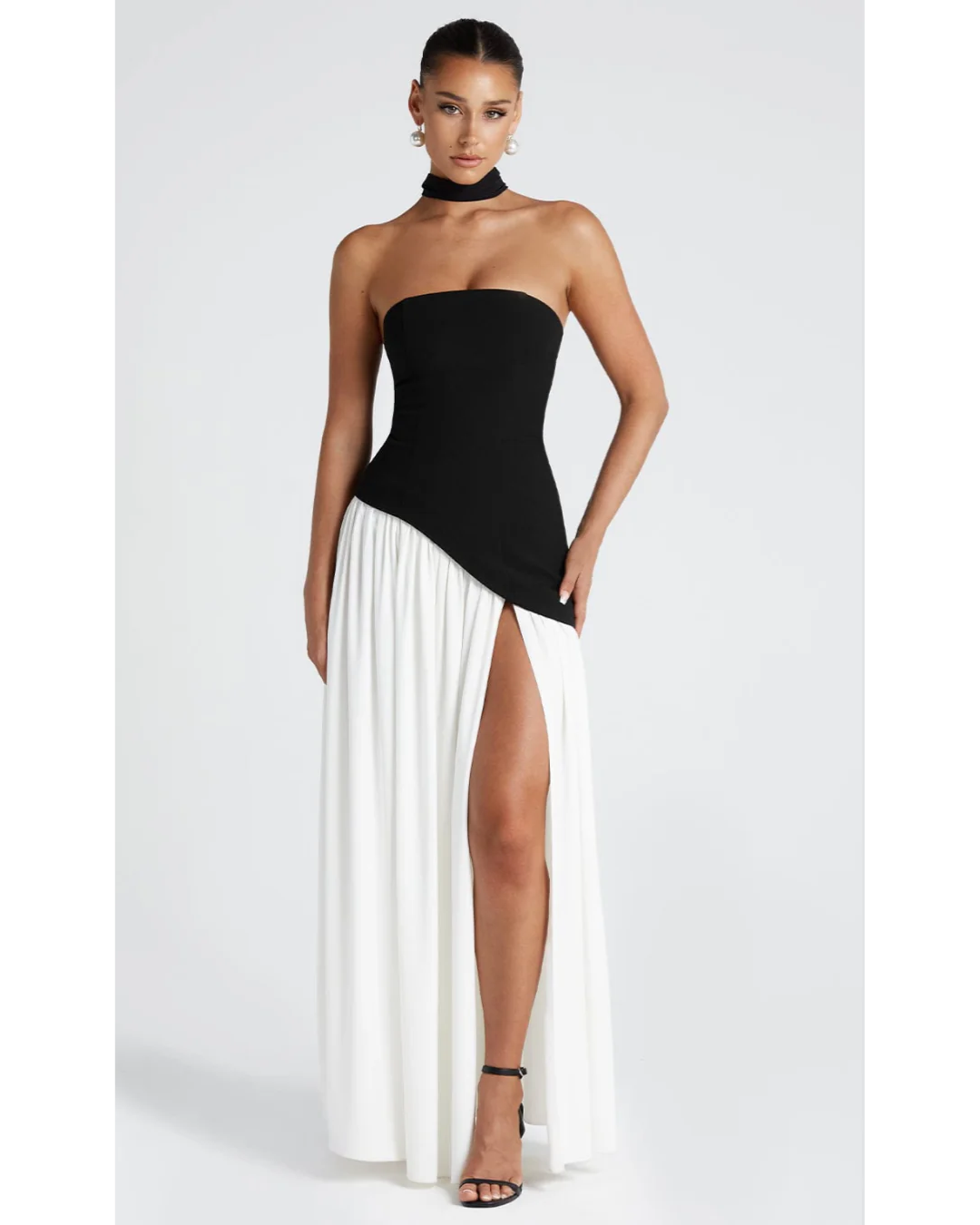 Scarlett | Elegant Halter Neck Two-Tone Maxi Gown