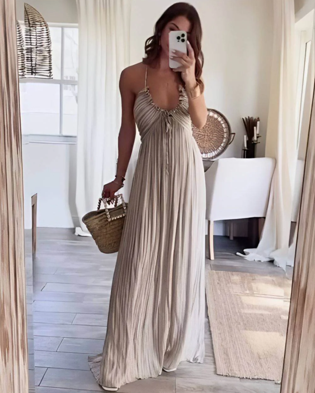 Sybil | Elegant Pleated Halter Maxi Dress