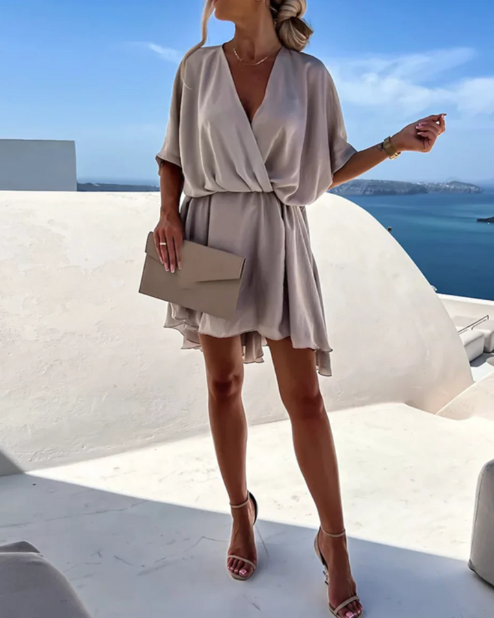 Eva | Elegant V-Neck Wrap Mini Dress
