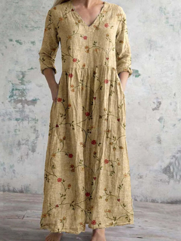 Juliet | Elegant V-Neck Floral Print Maxi Dress