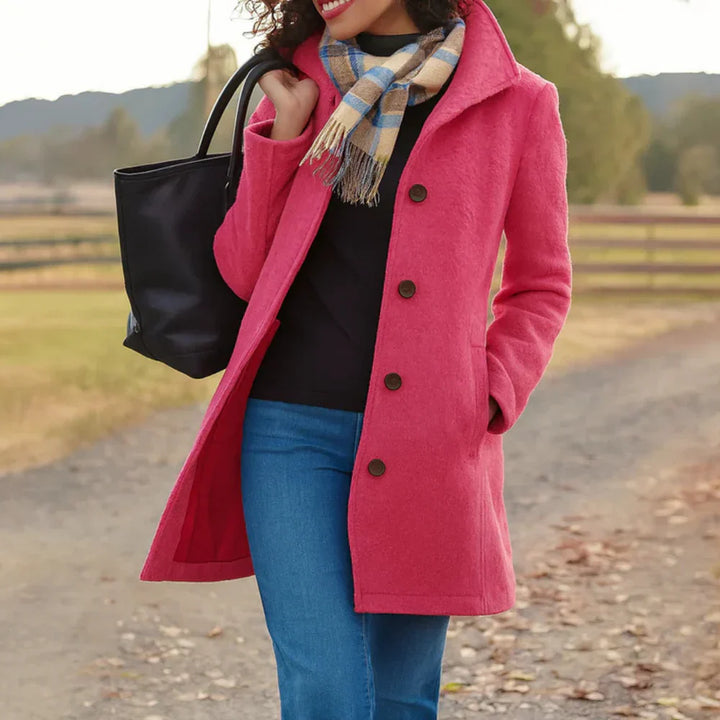 Harper | Elegant Long Black Wool Coat With Classic Silhouette
