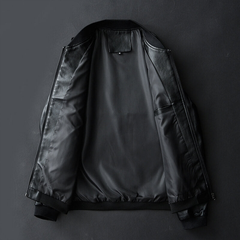 Elyse | Sleek Cognac Leather Bomber Jacket For Men