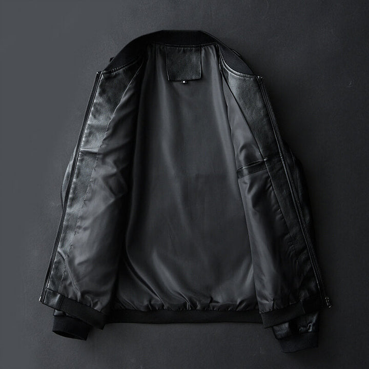 Elyse | Sleek Cognac Leather Bomber Jacket For Men
