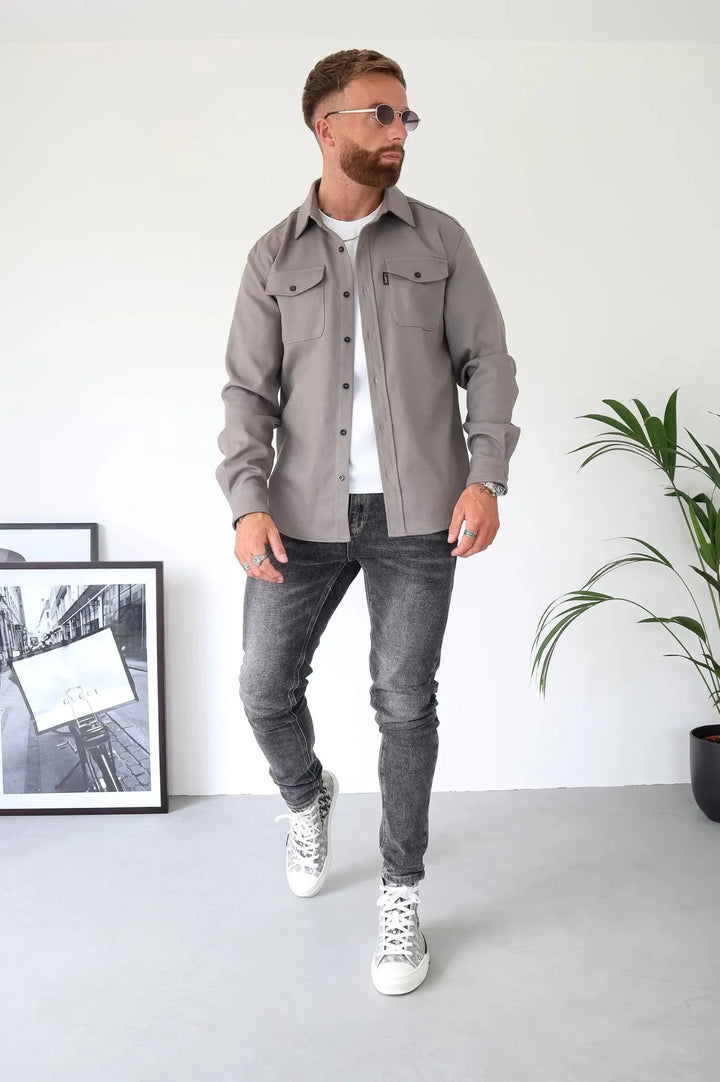 Camille | Elegant Long Sleeve Button Up Overshirt Jacket
