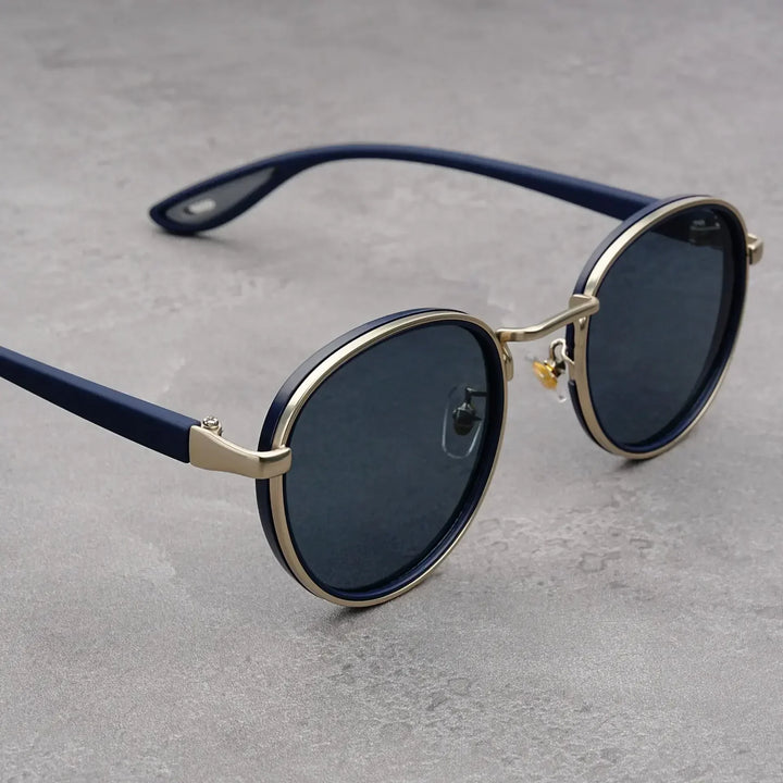 Carson | Sleek Round Retro Sunglasses With Gold Frame