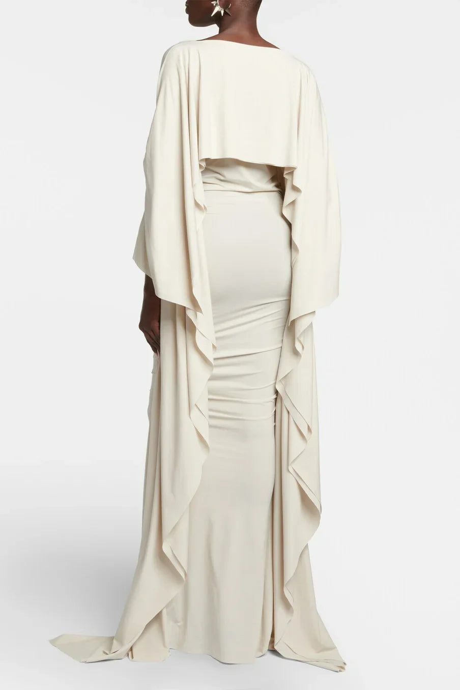 Dahlia | Elegant Long Sleeve Ruched Maxi Dress With Cape Detail