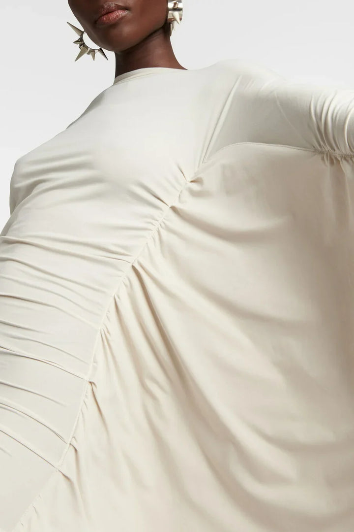 Dahlia | Elegant Long Sleeve Ruched Maxi Dress With Cape Detail