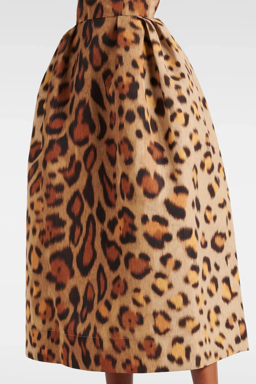 Valentina | Chic Leopard Print Bustier Midi Dress