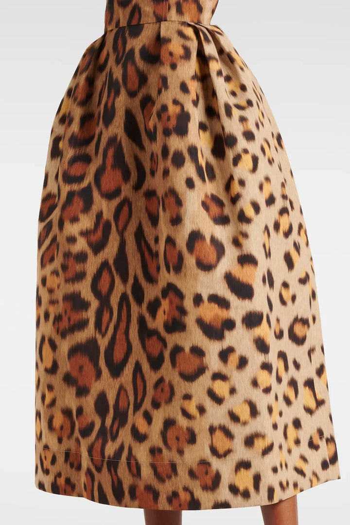 Valentina | Chic Leopard Print Bustier Midi Dress