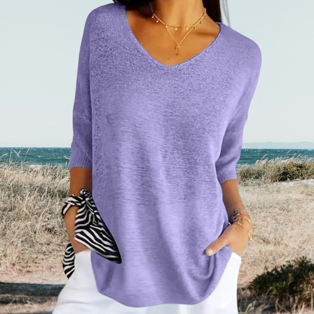 Freya | Effortless V-Neck Lightweight Summer Sweater