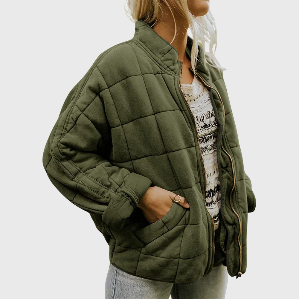 Lucy | Stylish Quilted Oversized Bomber Jacket With Zipper