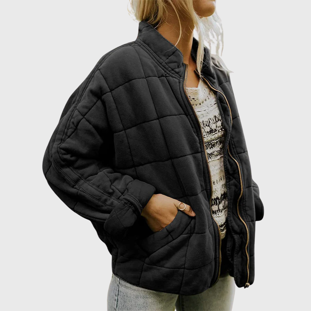Lucy | Stylish Quilted Oversized Bomber Jacket With Zipper