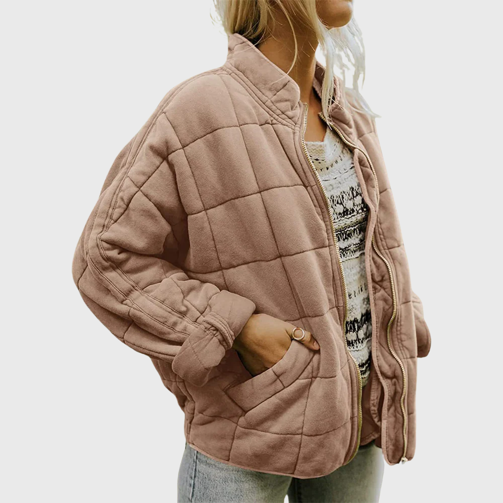 Lucy | Stylish Quilted Oversized Bomber Jacket With Zipper