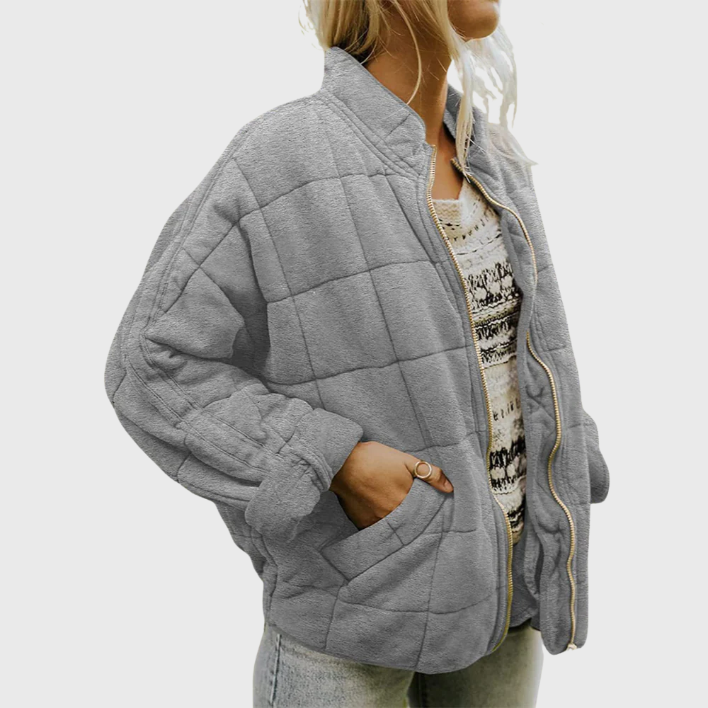 Lucy | Stylish Quilted Oversized Bomber Jacket With Zipper