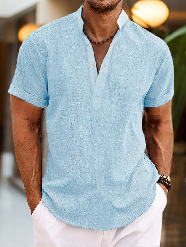 Evy | Stylish Men's Short Sleeve Henley With V-Neck