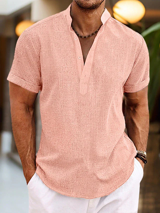 Evy | Stylish Men's Short Sleeve Henley With V-Neck
