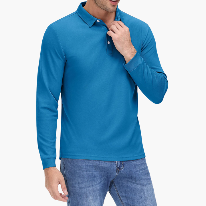 Marcus | Stylish Men's Long Sleeve Polo Shirt With Button Collar
