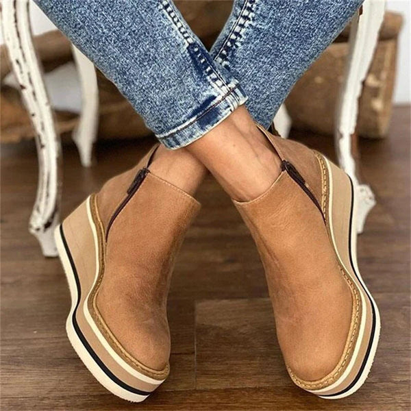 Sybil | Elegant Platform Ankle Boots With Wedge Sole