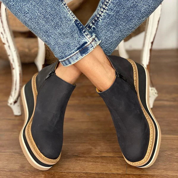 Sybil | Elegant Platform Ankle Boots With Wedge Sole