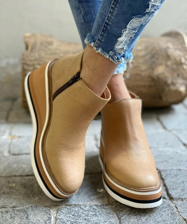 Sybil | Elegant Platform Ankle Boots With Wedge Sole