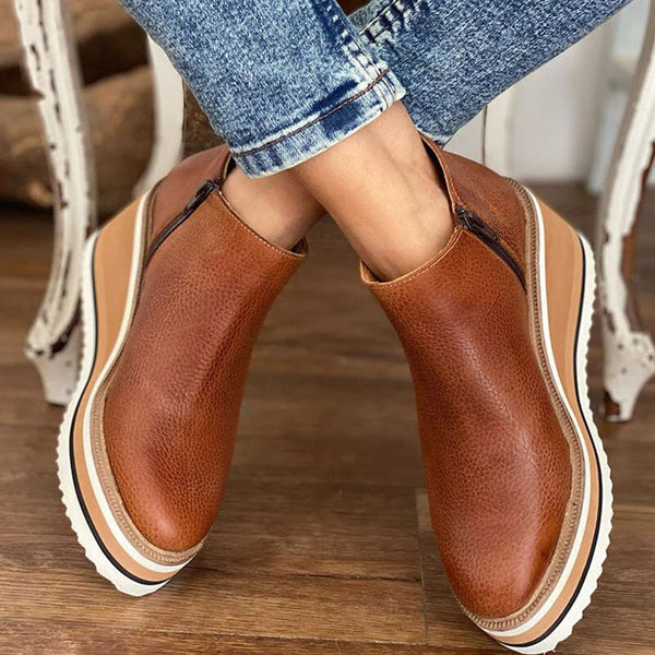 Sybil | Elegant Platform Ankle Boots With Wedge Sole