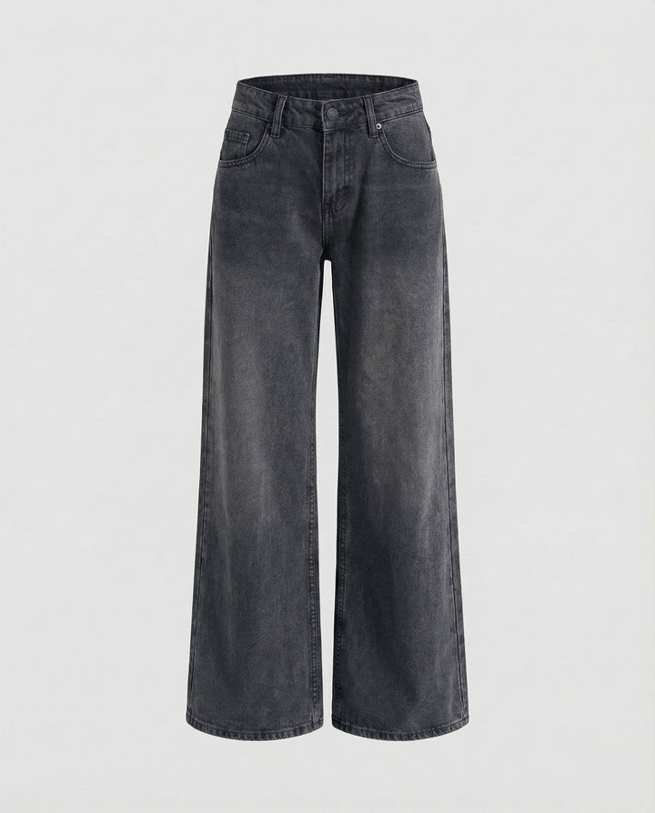 Damen gerade geschnittene Jeans mit niedriger Bundhöhe