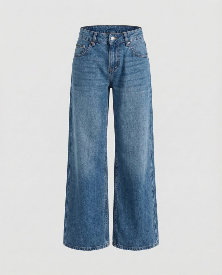 Damen gerade geschnittene Jeans mit niedriger Bundhöhe