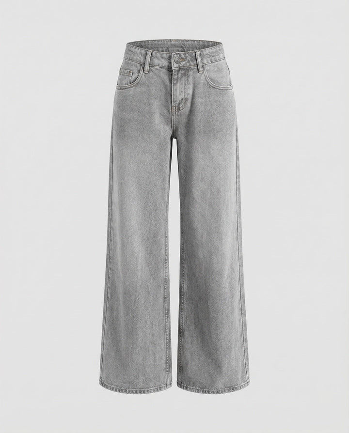 Damen gerade geschnittene Jeans mit niedriger Bundhöhe