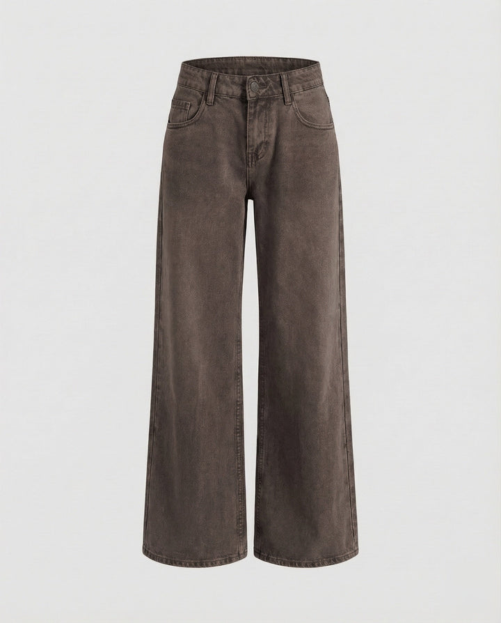 Damen gerade geschnittene Jeans mit niedriger Bundhöhe