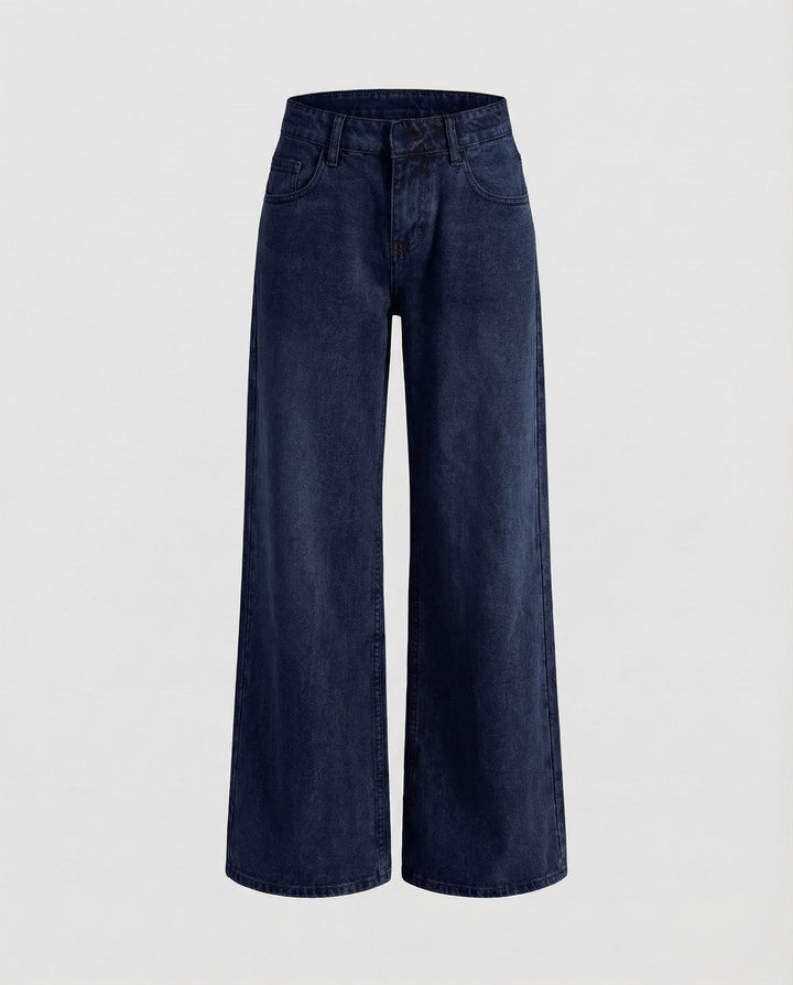Damen gerade geschnittene Jeans mit niedriger Bundhöhe