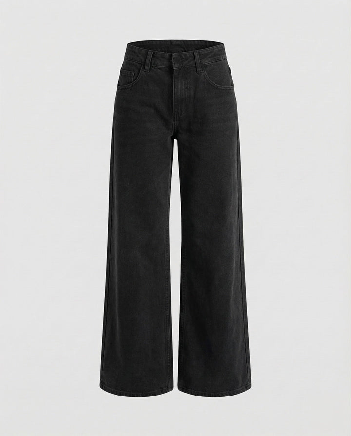 Damen gerade geschnittene Jeans mit niedriger Bundhöhe