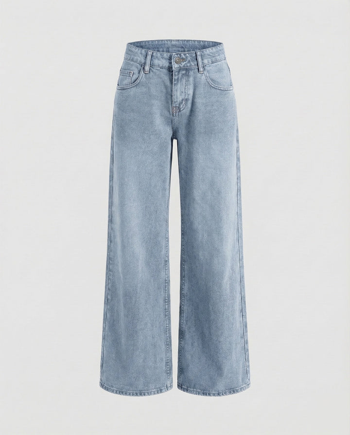 Damen gerade geschnittene Jeans mit niedriger Bundhöhe