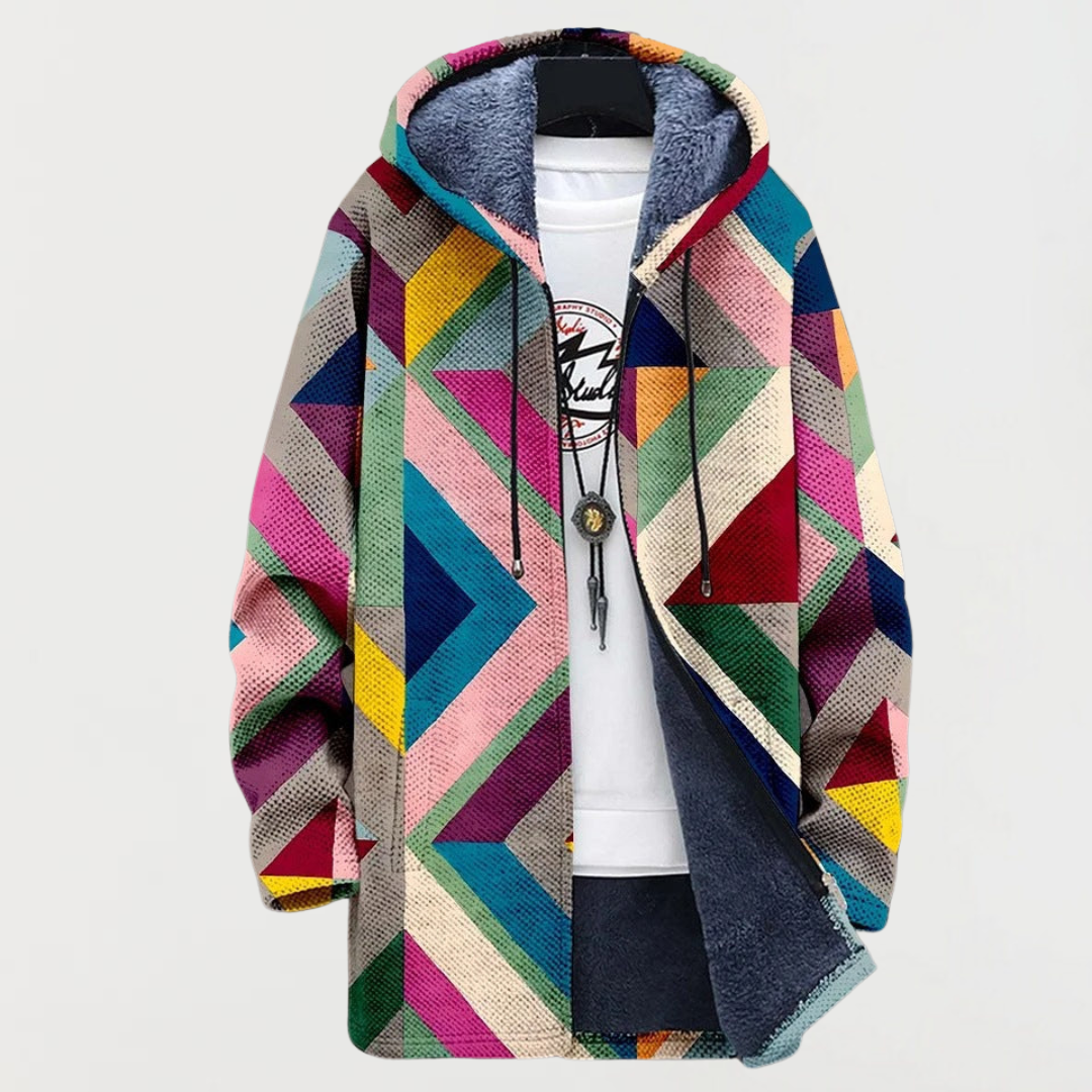 Priscilla | Stylish Geometric Print Fleece-Lined Hoodie