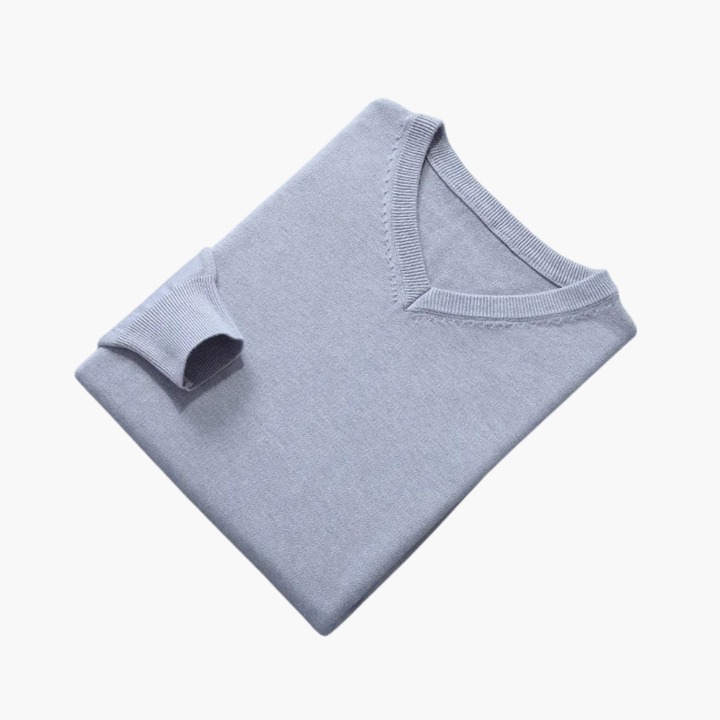 Wellington | Stylish Men's Light Blue V-Neck Pullover Sweater