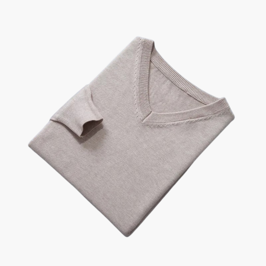 Wellington | Stylish Men's Light Blue V-Neck Pullover Sweater