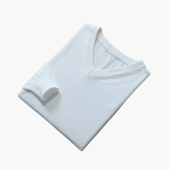 Wellington | Stylish Men's Light Blue V-Neck Pullover Sweater