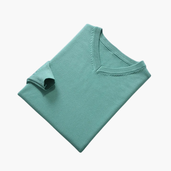Wellington | Stylish Men's Light Blue V-Neck Pullover Sweater
