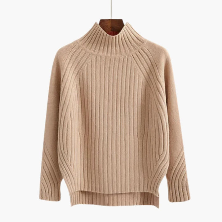 Nina | Elegant Ribbed Turtleneck Merino Sweater For Women