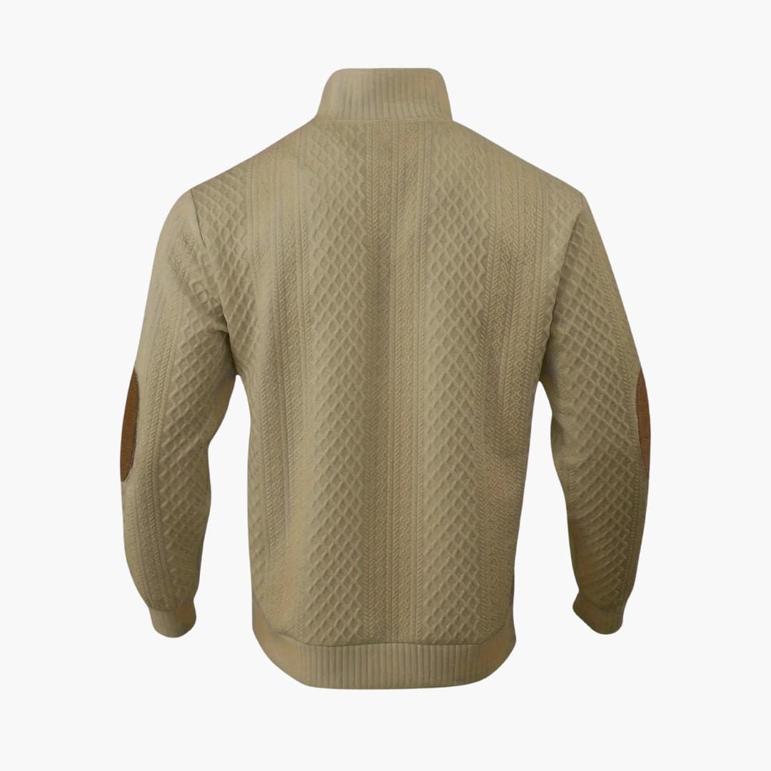 Eleanore | Elegant Men's Cable Knit Sweater With Button Collar