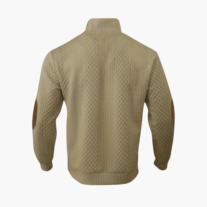 Eleanore | Elegant Men's Cable Knit Sweater With Button Collar