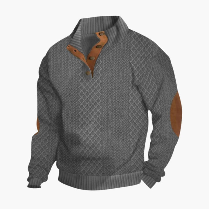 Eleanore | Elegant Men's Cable Knit Sweater With Button Collar