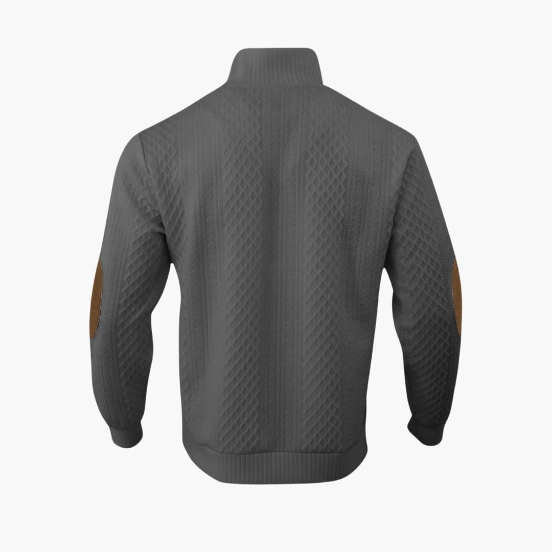 Eleanore | Elegant Men's Cable Knit Sweater With Button Collar