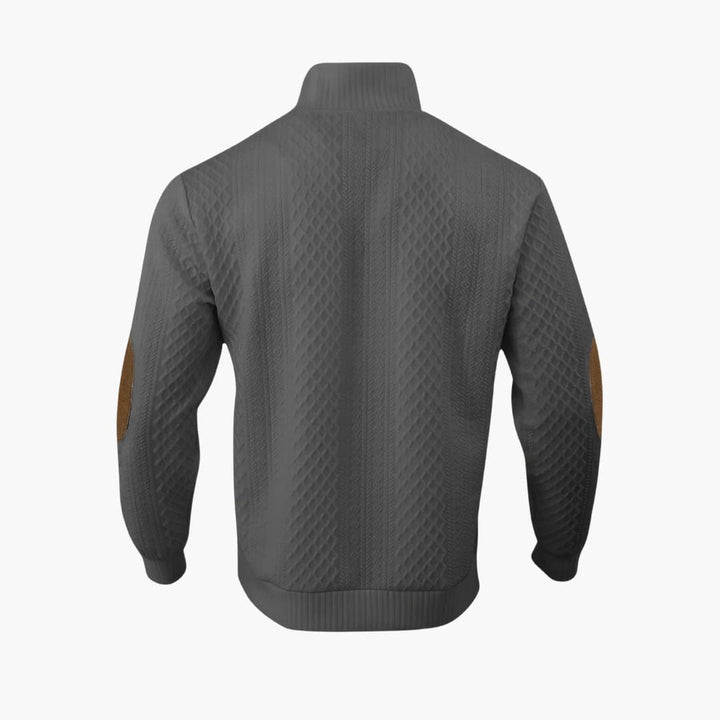 Eleanore | Elegant Men's Cable Knit Sweater With Button Collar