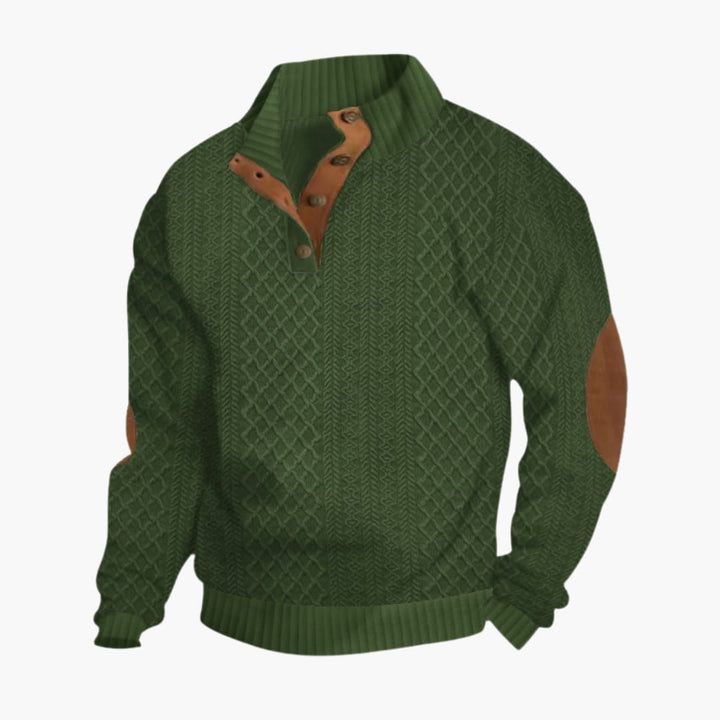 Eleanore | Elegant Men's Cable Knit Sweater With Button Collar
