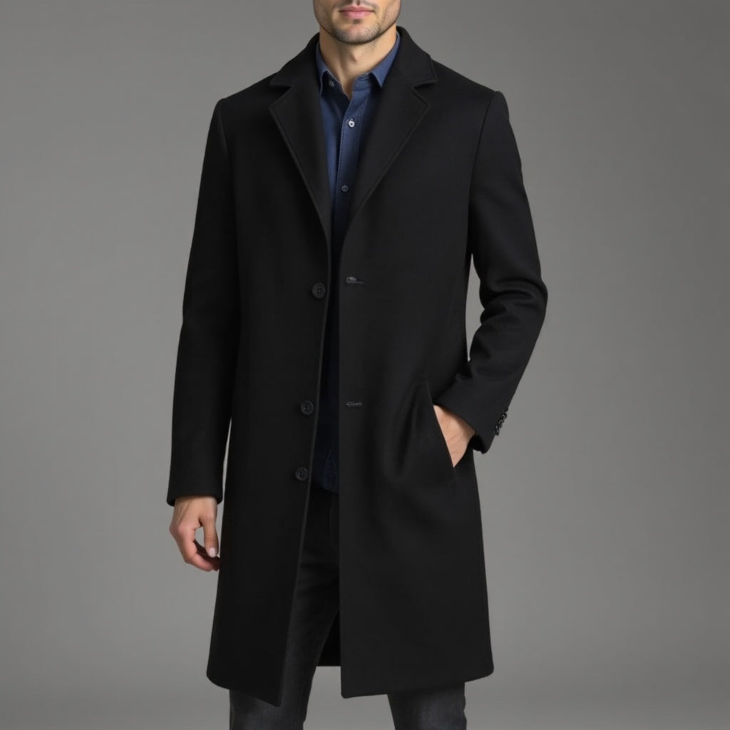 Eleanore | Elegant Men's Grey Slim Fit Wool Overcoat