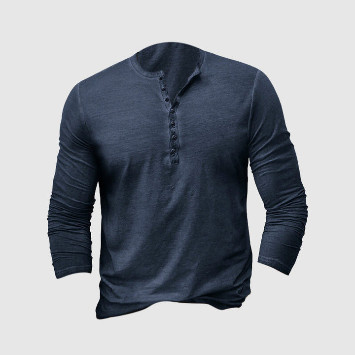 Celeste | Classic Long Sleeve Button Henley Shirt