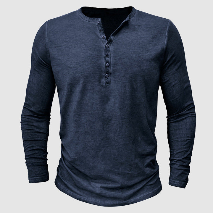 Evelyn | Classic Long Sleeve Button-Up Henley Shirt For Men