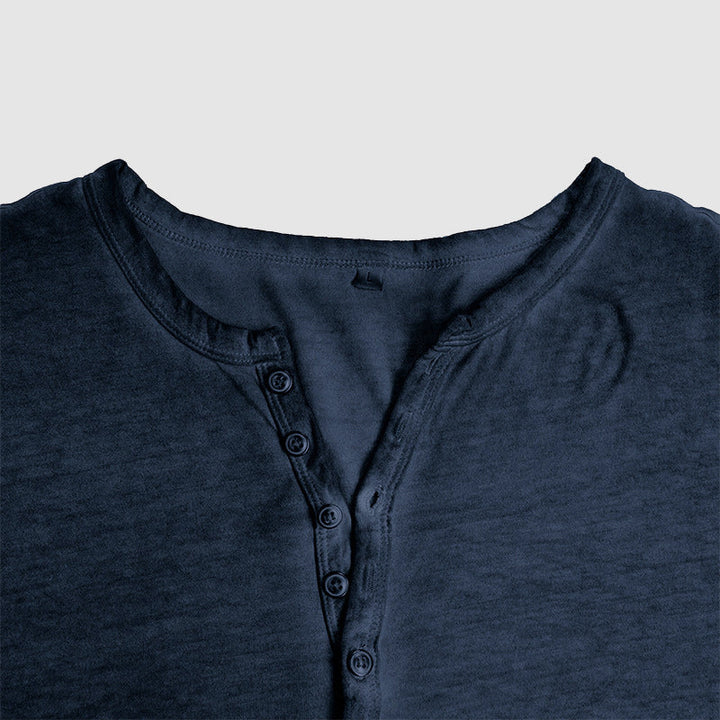Celeste | Classic Long Sleeve Button Henley Shirt